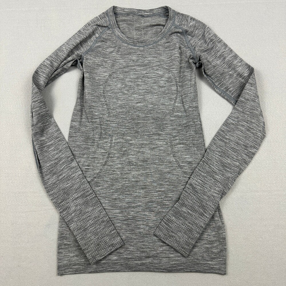 Lululemon Shirt Women 6 Gray Solid Swiftly Tech Long Sleeve Crew Seamless Run